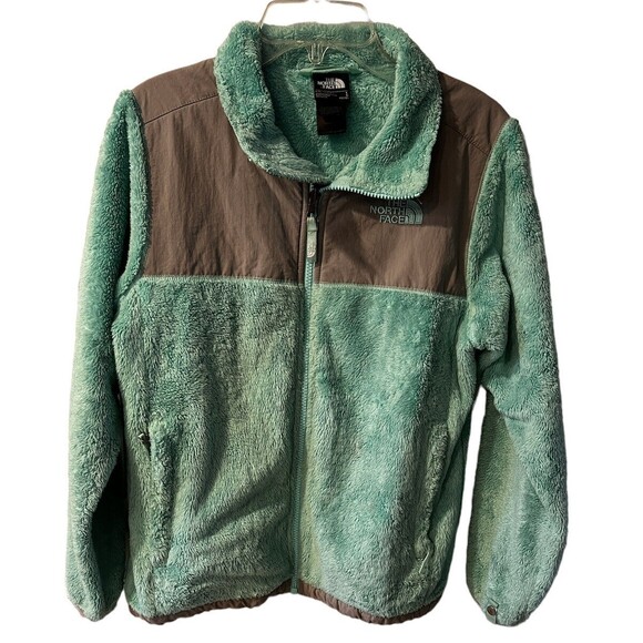 The North Face Denali Jacket Girls Size Large Green Polartec Solid Full Zip Warm - Picture 1 of 13